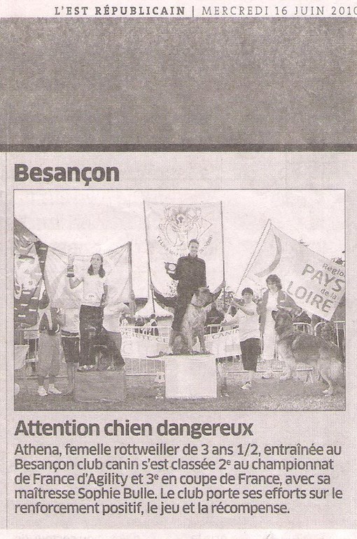 ARTICLE DE L'EST RÉPUBLICAIN DU 16 JUIN 2010